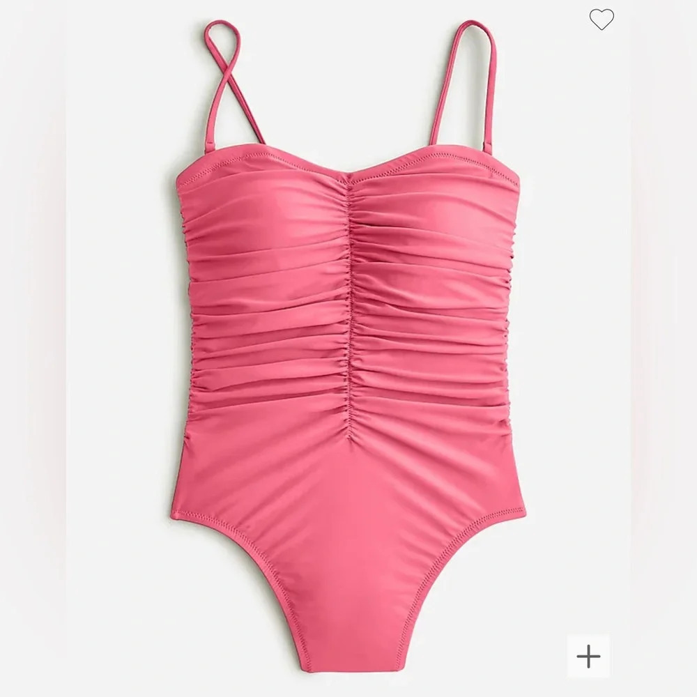 J.Crew Pink Ruched sweetheart one-piece Swimsuit Plus Size 24